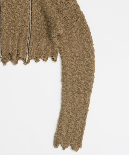 PRANK PROJECT（プランクプロジェクト）の「ダブルジップダメージフーディ / Double Zip Damaged Hoodie（パーカー・レディース・ブラック/アイボリー/カーキ・FREE）」の7枚目の写真