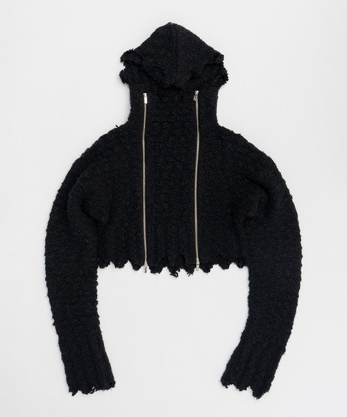 PRANK PROJECT（プランクプロジェクト）の「ダブルジップダメージフーディ / Double Zip Damaged Hoodie（パーカー・レディース・ブラック/アイボリー/カーキ・FREE）」の13枚目の写真