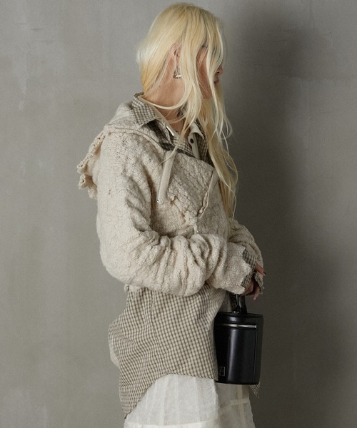 パーカー ダブルジップダメージフーディ / Double Zip Damaged Hoodie レディース ダブルジップダメージフーディ / Double Zip Damaged Hoodie