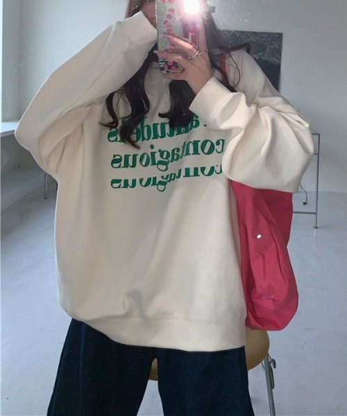 H.TOKYO(エイチトウキョウ)の「メッセージプリントスウェット(スウェット・レディース・ライトベージュ/マスタード/パープル・XX-LARGE/X-LARGE/LARGE/MEDIUM)」の4枚目の写真