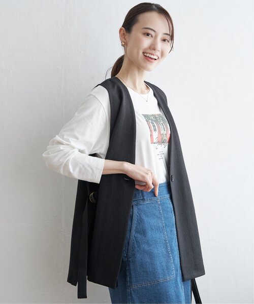 ikka(イッカ)の「【親子コーデ】テーラードジレ(ベスト・レディース・ブラック/ベージュ・M/L/S)」の3枚目の写真