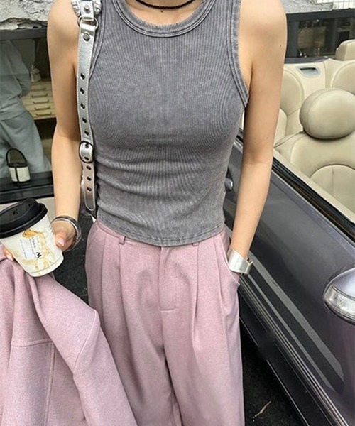 LYEON(リヨン)の「ピグメントアメスリタンクトップ(タンクトップ・レディース・グレー/ブラック・FREE)」の10枚目の写真