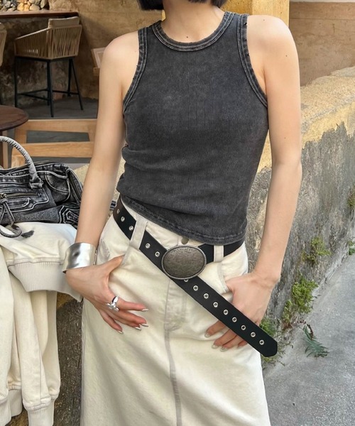 LYEON(リヨン)の「ピグメントアメスリタンクトップ(タンクトップ・レディース・グレー/ブラック・FREE)」の8枚目の写真