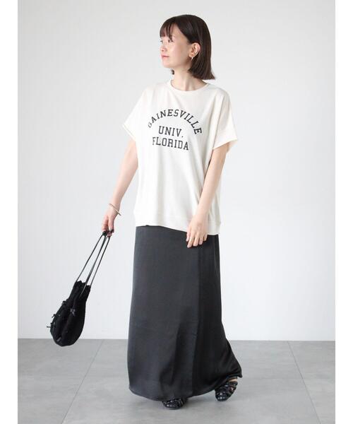 Lugnoncure(ルノンキュール)の「カットオフプリントミニ裏毛トップス(Tシャツ/カットソー・レディース・グレー/オフホワイト/チャコールグレー・F)」の6枚目の写真
