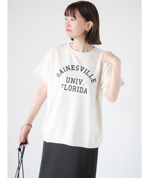 Lugnoncure(ルノンキュール)の「カットオフプリントミニ裏毛トップス(Tシャツ/カットソー・レディース・グレー/オフホワイト/チャコールグレー・F)」の7枚目の写真