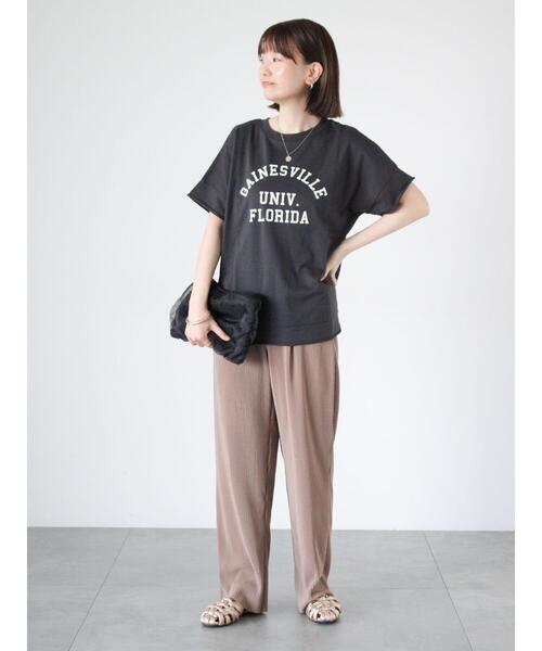 Lugnoncure(ルノンキュール)の「カットオフプリントミニ裏毛トップス(Tシャツ/カットソー・レディース・グレー/オフホワイト/チャコールグレー・F)」の21枚目の写真