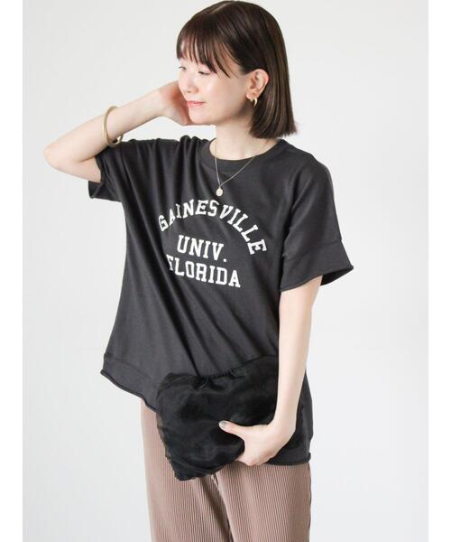 Lugnoncure(ルノンキュール)の「カットオフプリントミニ裏毛トップス(Tシャツ/カットソー・レディース・グレー/オフホワイト/チャコールグレー・F)」の20枚目の写真