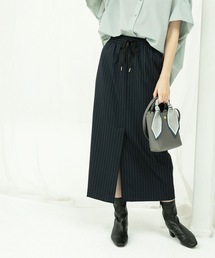 OPAQUE.CLIP | 《美人百花掲載》ピンストライプイージーナロースカート【洗濯機洗い可】(スカート)