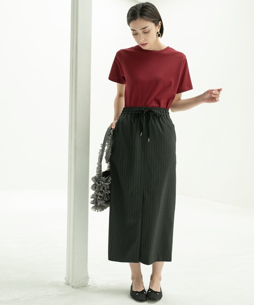 OPAQUE.CLIP（オペークドットクリップ）の「◆《美人百花掲載》ピンストライプイージーナロースカート【洗濯機洗い可】（スカート・レディース・ブラック/ネイビー系2/グレー系その他3・38/40/42）」の5枚目の写真