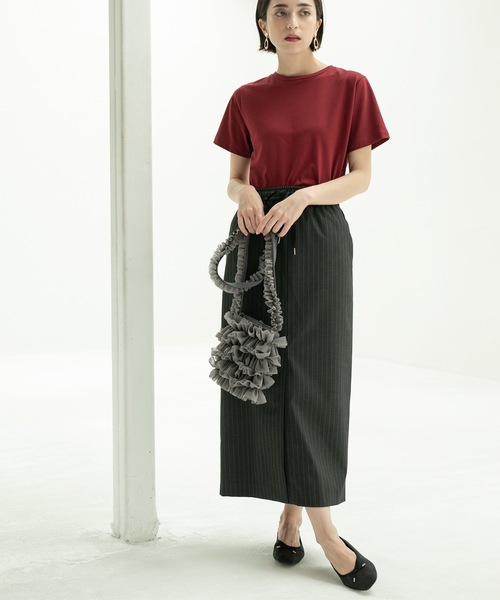 OPAQUE.CLIP（オペークドットクリップ）の「◆《美人百花掲載》ピンストライプイージーナロースカート【洗濯機洗い可】（スカート・レディース・ブラック/ネイビー系2/グレー系その他3・38/40/42）」の6枚目の写真