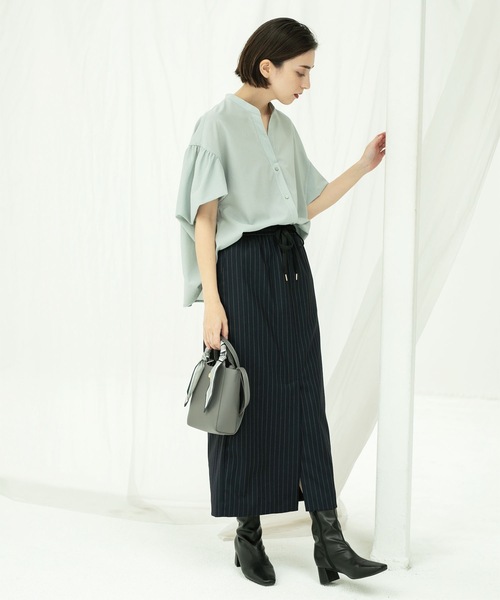 OPAQUE.CLIP（オペークドットクリップ）の「◆《美人百花掲載》ピンストライプイージーナロースカート【洗濯機洗い可】（スカート・レディース・ブラック/ネイビー系2/グレー系その他3・38/40/42）」の11枚目の写真