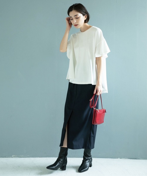 OPAQUE.CLIP（オペークドットクリップ）の「◆《美人百花掲載》ピンストライプイージーナロースカート【洗濯機洗い可】（スカート・レディース・ブラック/ネイビー系2/グレー系その他3・38/40/42）」の14枚目の写真