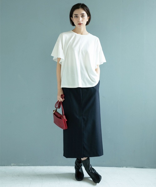 OPAQUE.CLIP（オペークドットクリップ）の「◆《美人百花掲載》ピンストライプイージーナロースカート【洗濯機洗い可】（スカート・レディース・ブラック/ネイビー系2/グレー系その他3・38/40/42）」の15枚目の写真