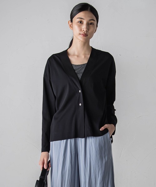 【セール】シアーカットソーカーディガン≪洗濯機で洗える/接触冷感≫（Tシャツ/カットソー）｜la.f…（ラエフ）