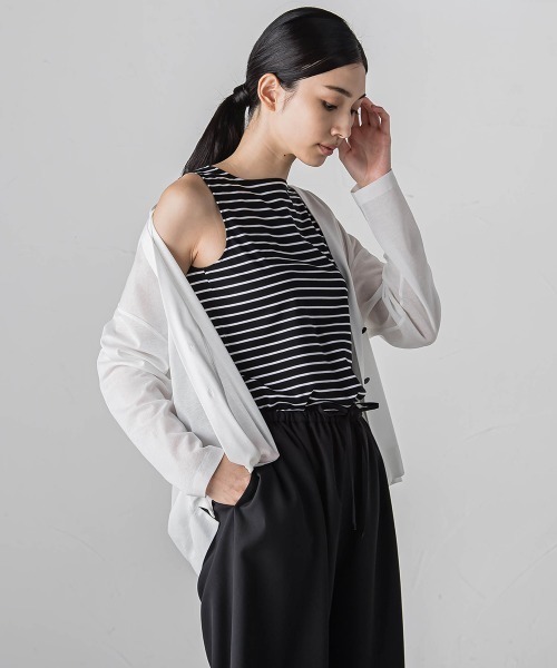 【セール】シアーカットソーカーディガン≪洗濯機で洗える/接触冷感≫（Tシャツ/カットソー）｜la.f…（ラエフ）