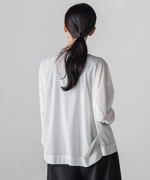 【セール】シアーカットソーカーディガン≪洗濯機で洗える/接触冷感≫（Tシャツ/カットソー）｜la.f…（ラエフ）