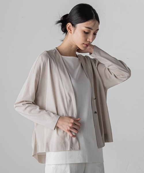 【セール】シアーカットソーカーディガン≪洗濯機で洗える/接触冷感≫（Tシャツ/カットソー）｜la.f…（ラエフ）