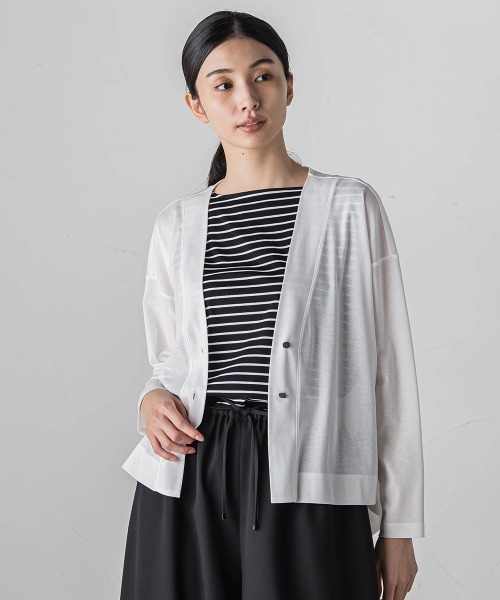 【セール】シアーカットソーカーディガン≪洗濯機で洗える/接触冷感≫（Tシャツ/カットソー）｜la.f…（ラエフ）