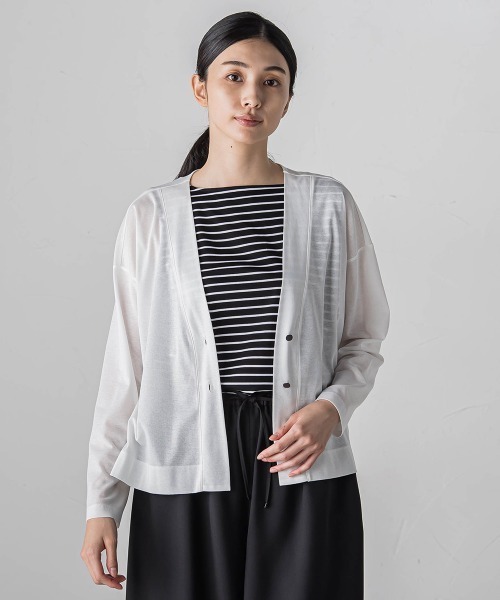 【セール】シアーカットソーカーディガン≪洗濯機で洗える/接触冷感≫（Tシャツ/カットソー）｜la.f…（ラエフ）