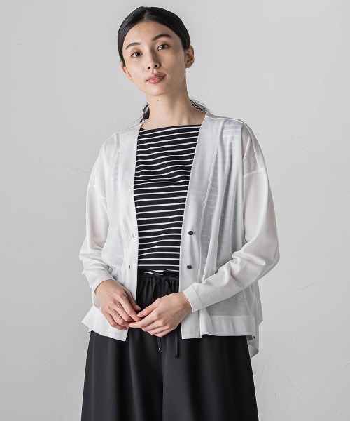 【セール】シアーカットソーカーディガン≪洗濯機で洗える/接触冷感≫（Tシャツ/カットソー）｜la.f…（ラエフ）