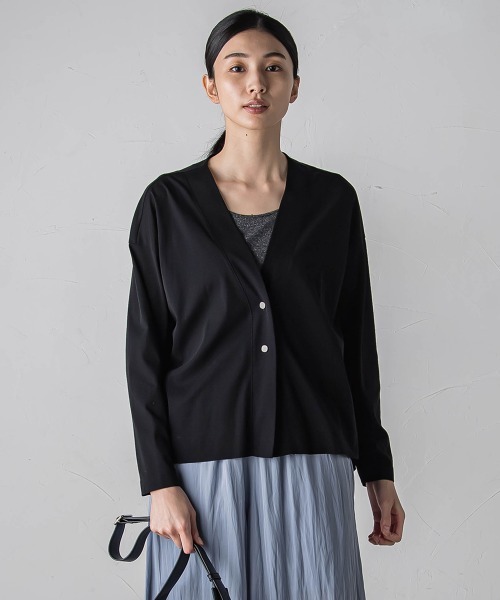 【セール】シアーカットソーカーディガン≪洗濯機で洗える/接触冷感≫（Tシャツ/カットソー）｜la.f…（ラエフ）