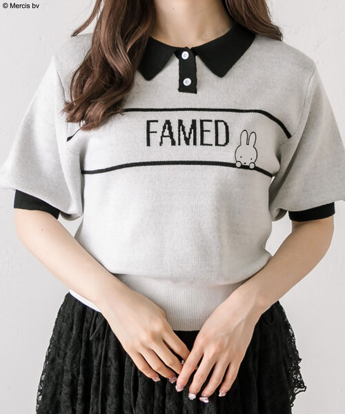 Miffy（ ミッフィー）の「miffyポロニット（ニット/セーター・レディース・ピンク/ブラック/オフホワイト・FREE）」の4枚目の写真