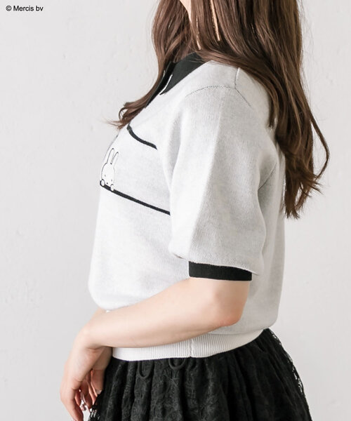 Miffy（ ミッフィー）の「miffyポロニット（ニット/セーター・レディース・ピンク/ブラック/オフホワイト・FREE）」の5枚目の写真