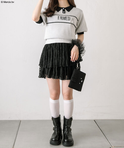 Miffy（ ミッフィー）の「miffyポロニット（ニット/セーター・レディース・ピンク/ブラック/オフホワイト・FREE）」の8枚目の写真