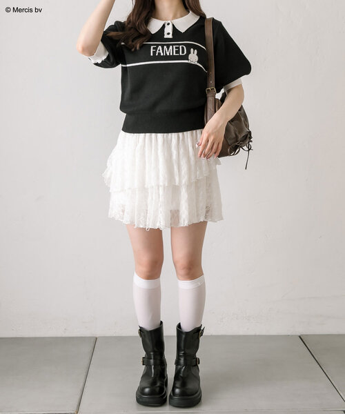 Miffy（ ミッフィー）の「miffyポロニット（ニット/セーター・レディース・ピンク/ブラック/オフホワイト・FREE）」の14枚目の写真