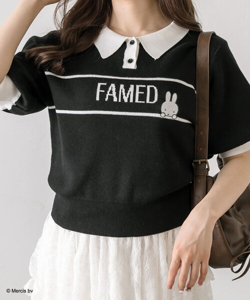 Miffy（ ミッフィー）の「miffyポロニット（ニット/セーター・レディース・ピンク/ブラック/オフホワイト・FREE）」の3枚目の写真