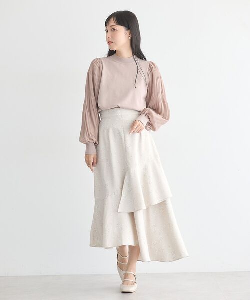 earth music&ecology（アースミュージックアンドエコロジー）の「フラワーアシメティアードスカート（スカート・レディース・サックスブルー/ブラック/ベージュ・M/S）」の17枚目の写真