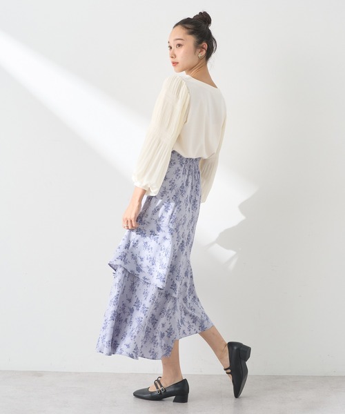 earth music&ecology（アースミュージックアンドエコロジー）の「フラワーアシメティアードスカート（スカート・レディース・サックスブルー/ブラック/ベージュ・M/S）」の11枚目の写真