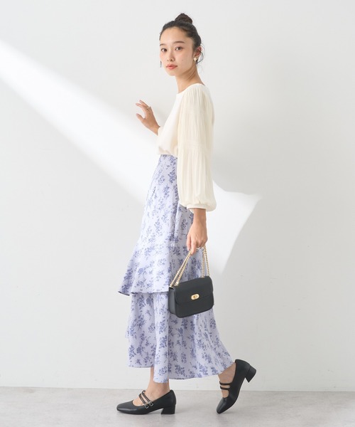 earth music&ecology（アースミュージックアンドエコロジー）の「フラワーアシメティアードスカート（スカート・レディース・サックスブルー/ブラック/ベージュ・M/S）」の10枚目の写真