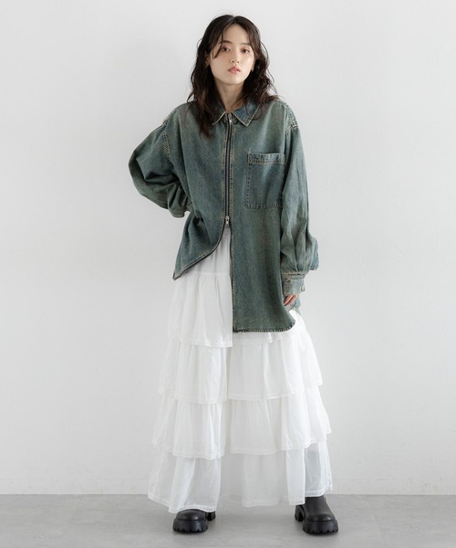 RAGEBLUE（レイジブルー）の「コットンティアードフリルスカート（スカート・レディース・オフホワイト/ブラック・FREE）」の9枚目の写真