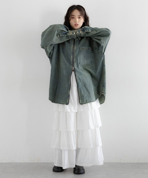 RAGEBLUE（レイジブルー）の「コットンティアードフリルスカート（スカート・レディース・オフホワイト/ブラック・FREE）」の10枚目の写真