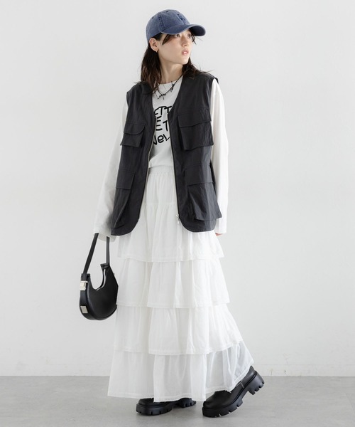 RAGEBLUE（レイジブルー）の「コットンティアードフリルスカート（スカート・レディース・オフホワイト/ブラック・FREE）」の11枚目の写真