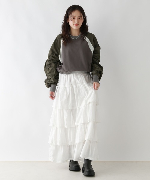 RAGEBLUE（レイジブルー）の「コットンティアードフリルスカート（スカート・レディース・オフホワイト/ブラック・FREE）」の13枚目の写真
