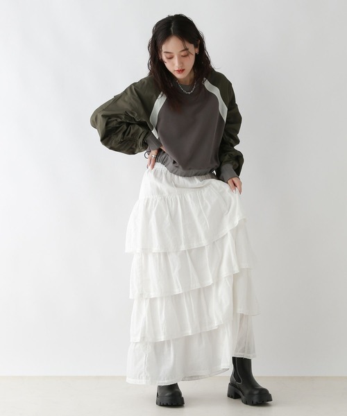 RAGEBLUE（レイジブルー）の「コットンティアードフリルスカート（スカート・レディース・オフホワイト/ブラック・FREE）」の14枚目の写真