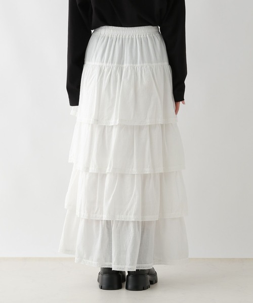 RAGEBLUE（レイジブルー）の「コットンティアードフリルスカート（スカート・レディース・オフホワイト/ブラック・FREE）」の16枚目の写真