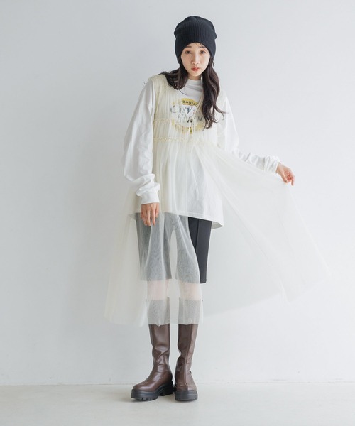 LOWRYS FARM(ローリーズファーム)の「2WAYチュールノースリワンピース 139991(ワンピース・レディース・アイボリー/ブラック/ベージュ・FREE)」の9枚目の写真