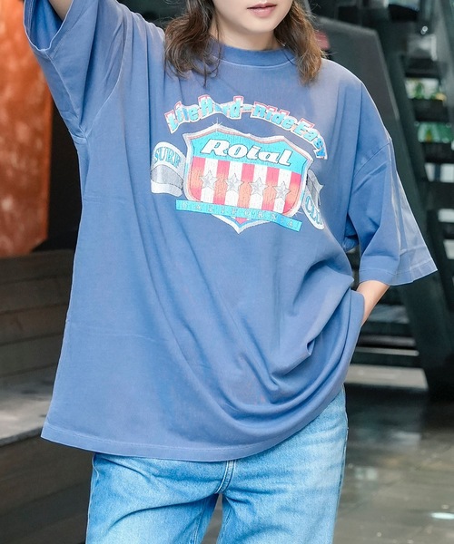 roial(ロイアル)の「DESIGN TEE/ROIAL(ロイアル)スタンダードサイジングヴィンテージライクプリント半袖カットソー(Tシャツ/カットソー・メンズ・ネイビー/ブラック/グレー・MEDIUM/LARGE/X-LARGE)」の10枚目の写真