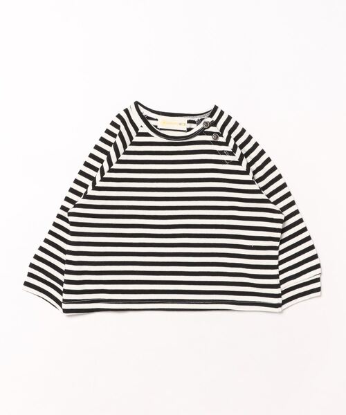 aimoha(アイモハ)の「【aimoha-KIDS-】ボタン付き ボーダートップス(Tシャツ/カットソー・キッズ・ベージュ/ホワイト/ブラウン・90/100/110/120/130)」の20枚目の写真
