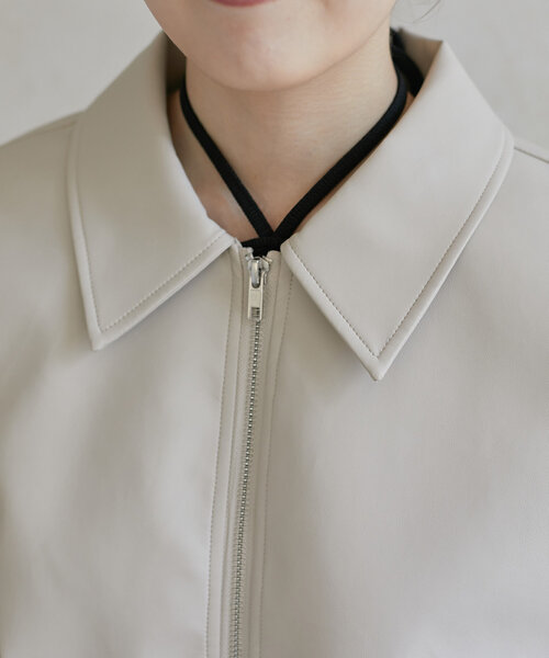 Thevon（ゼボン）の「合皮ステンカラードロストブルゾン（ブルゾン・レディース・アイボリー/ブラック/ブラウン・FREE）」の14枚目の写真