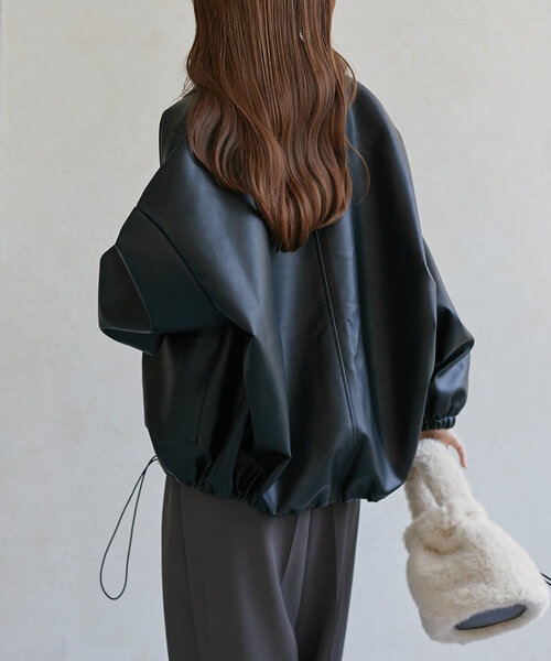 Thevon（ゼボン）の「合皮ステンカラードロストブルゾン（ブルゾン・レディース・アイボリー/ブラック/ブラウン・FREE）」の17枚目の写真