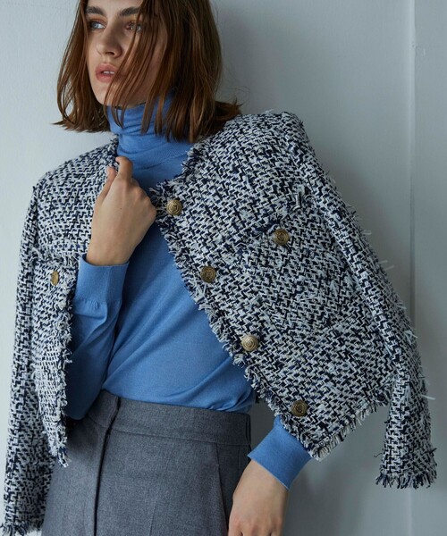 【美品】ディアリウム　ファンシーツィード・ノーカラージャケット　金ボタン ファンシーツィード ノーカラージャケット(ジャケット)｜EPOCA