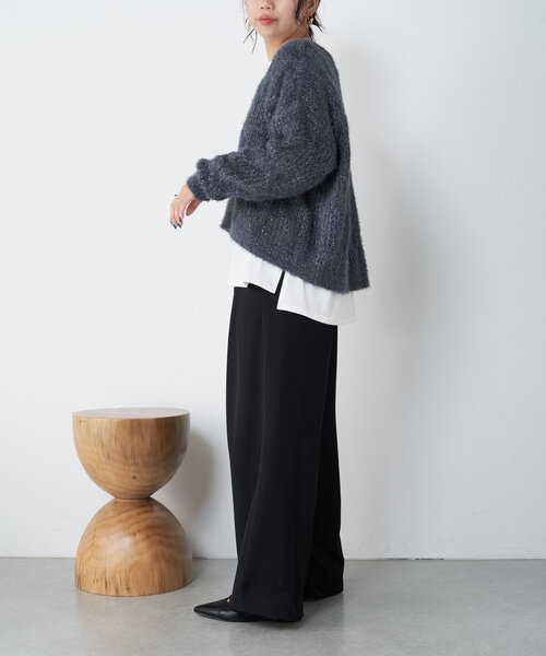 Jena espace merveilleux(ジェナ エスパスメルヴェイユ)の「ビッグケーブルニット(ニット/セーター・レディース・ベージュ/チャコールグレー・FREE)」の6枚目の写真