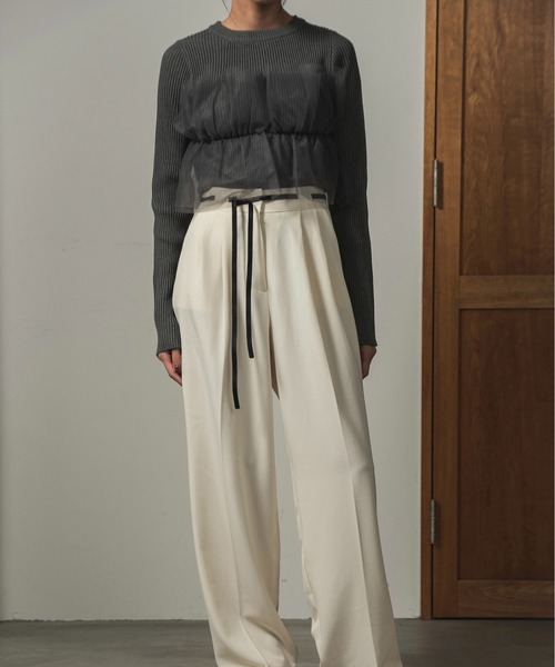 I_am（アイアム）の「tulle docking pullover / チュールドッキングプルオーバー（Tシャツ/カットソー・レディース・チャコール/アイボリー/ブラック・FREE）」の10枚目の写真