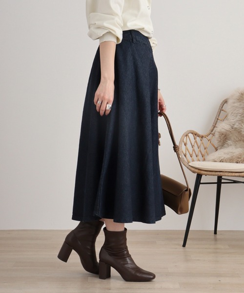atONE(アットワン)の「8.5ozフレアデニムスカート(デニムスカート・レディース・ネイビー/ワンウォッシュ・M/L/3L/LL)」の12枚目の写真