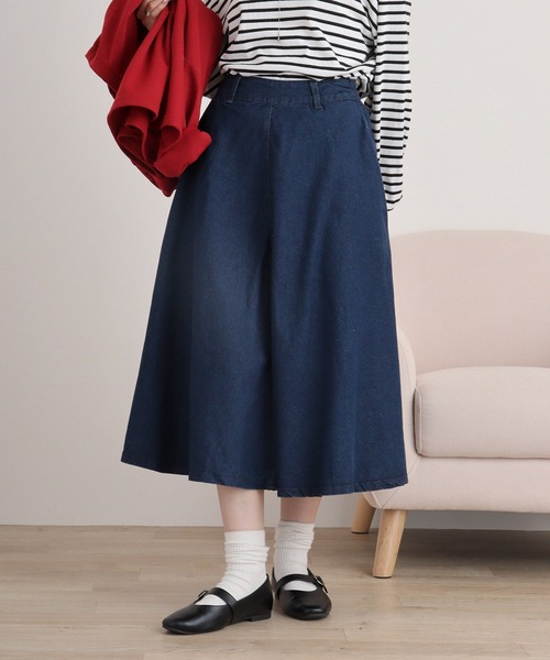 atONE(アットワン)の「8.5ozフレアデニムスカート(デニムスカート・レディース・ネイビー/ワンウォッシュ・M/L/3L/LL)」の16枚目の写真