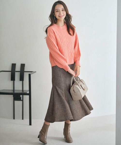 ANY SIS(エニィスィス)の「【洗える】ラメツイードナローフレア スカート(スカート・レディース・ダークブラウン系6/ブラック系6・1/2/3)」の3枚目の写真